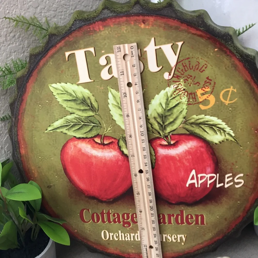Rustic Farmhouse vintage fall harvest metal sign with Apples
